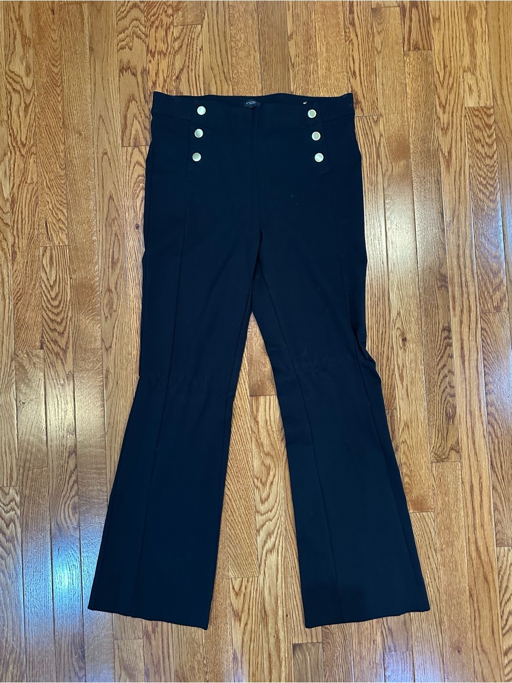 Ann Taylor Factory black Ponte knit sailor bootcut pull on pants sz M NWOT
